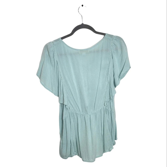 Summer Babe Flutter Sleeve Top Teal Sz XL - Picture 2 of 8